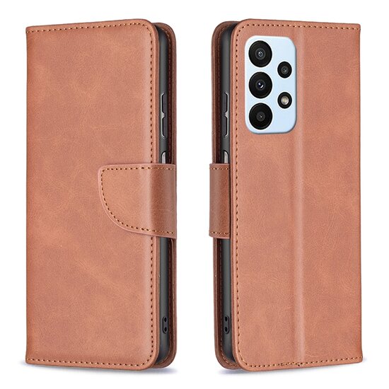 Samsung Galaxy A73 Hoesje - MobyDefend Wallet Book Case Met Koord - Bruin