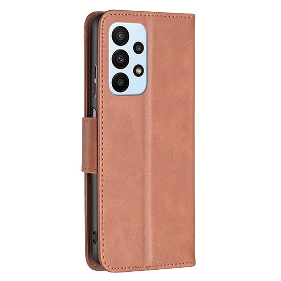 Samsung Galaxy A73 Hoesje, MobyDefend Wallet Book Case Met Koord, Bruin