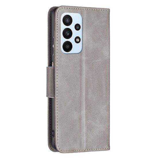 Samsung Galaxy A73 Hoesje - MobyDefend Wallet Book Case Met Koord - Grijs