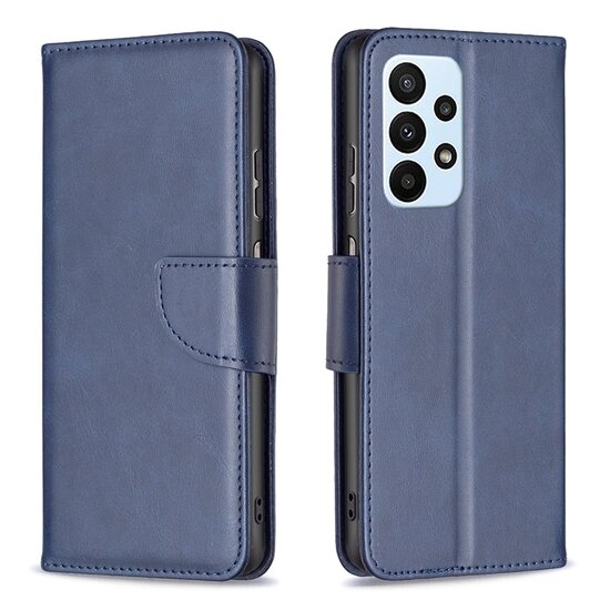 Samsung Galaxy A73 Hoesje - MobyDefend Wallet Book Case Met Koord - Blauw