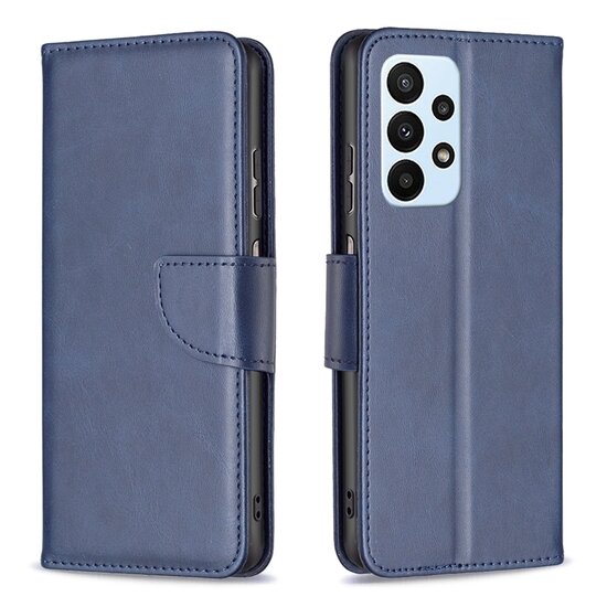 Samsung Galaxy A73 Hoesje, MobyDefend Wallet Book Case Met Koord, Blauw