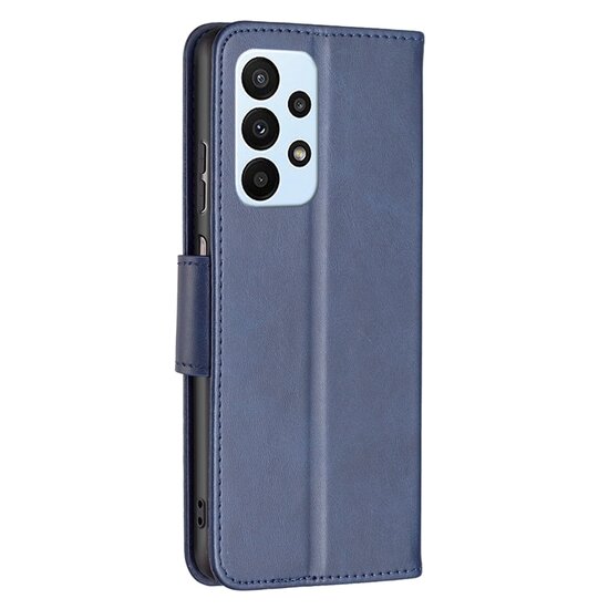 Samsung Galaxy A73 Hoesje - MobyDefend Wallet Book Case Met Koord - Blauw