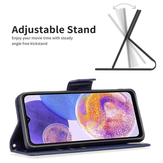 Samsung Galaxy A73 Hoesje - MobyDefend Wallet Book Case Met Koord - Blauw