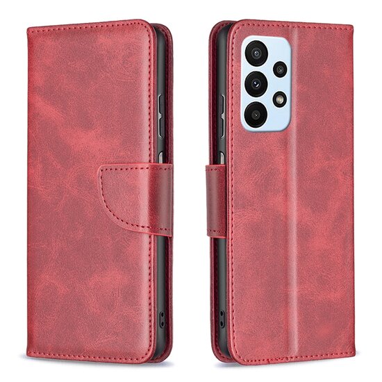 Samsung Galaxy A73 Hoesje, MobyDefend Wallet Book Case Met Koord, Rood