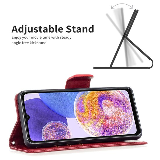 Samsung Galaxy A73 Hoesje - MobyDefend Wallet Book Case Met Koord - Rood