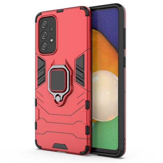 Samsung Galaxy A73 Hoesje - MobyDefend Dubbelgelaagde Pantsercase Met Standaard - Rood