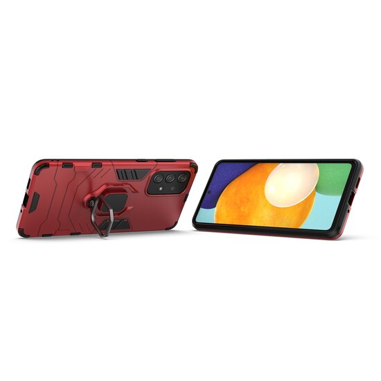 Samsung Galaxy A73 Hoesje - MobyDefend Dubbelgelaagde Pantsercase Met Standaard - Rood