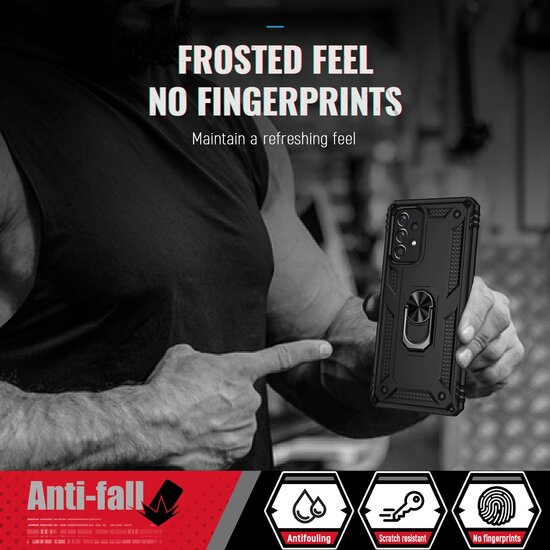 Samsung Galaxy A73 Hoesje - MobyDefend Pantsercase Met Draaibare Ring - Rood