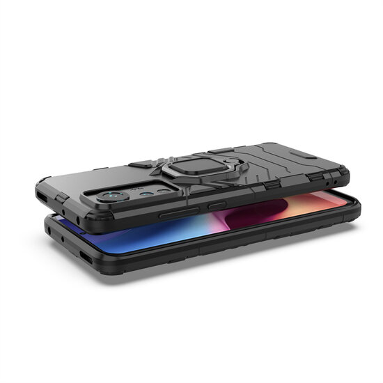 Xiaomi 12 / 12X Hoesje - MobyDefend Dubbelgelaagde Pantsercase Met Standaard - Zwart