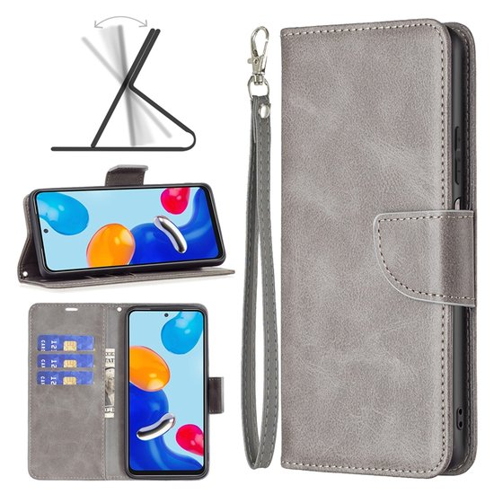 Xiaomi 12 / 12X Hoesje, MobyDefend Wallet Book Case Met Koord, Grijs