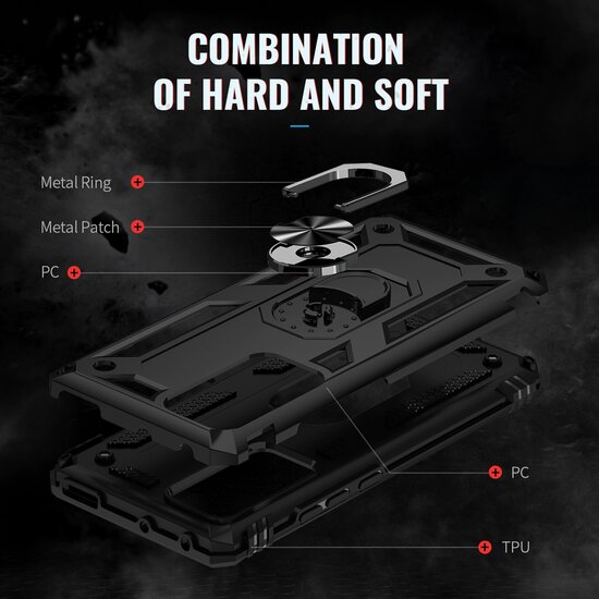 Xiaomi 12 / 12X Hoesje - MobyDefend Pantsercase Met Draaibare Ring - Rood