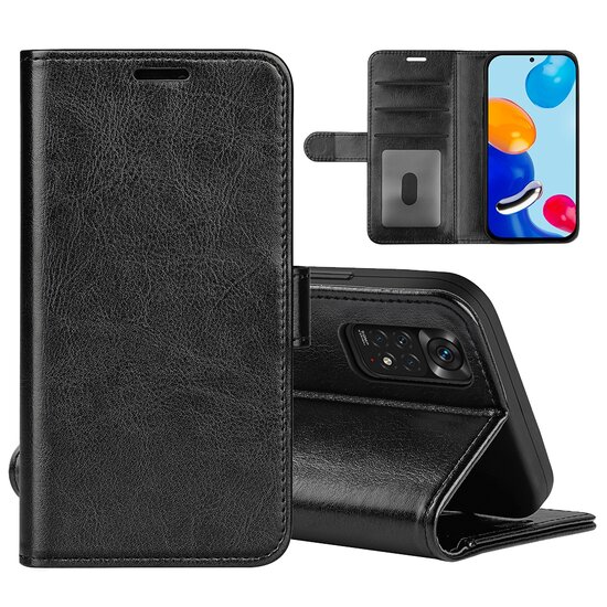 Xiaomi Redmi Note 11 / Note 11S Hoesje, MobyDefend Wallet Book Case (Sluiting Achterkant), Zwart