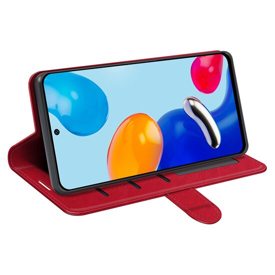 Xiaomi Redmi Note 11 / Note 11S Hoesje, MobyDefend Wallet Book Case (Sluiting Achterkant), Rood