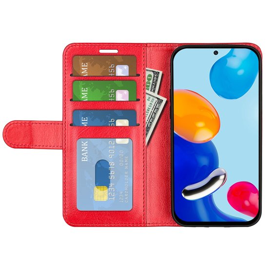 Xiaomi Redmi Note 11 / Note 11S Hoesje, MobyDefend Wallet Book Case (Sluiting Achterkant), Rood