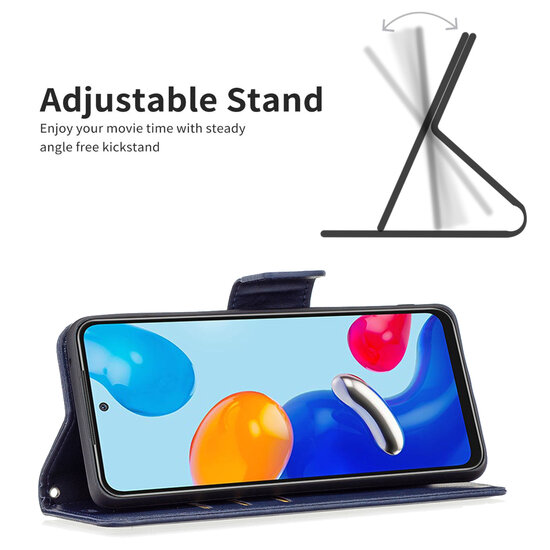 Xiaomi Redmi Note 11 / Note 11S Hoesje - MobyDefend Wallet Book Case Met Koord - Blauw