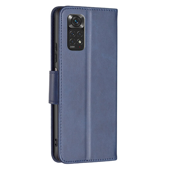 Xiaomi Redmi Note 11 / Note 11S Hoesje, MobyDefend Wallet Book Case Met Koord, Blauw