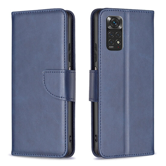 Xiaomi Redmi Note 11 / Note 11S Hoesje, MobyDefend Wallet Book Case Met Koord, Blauw