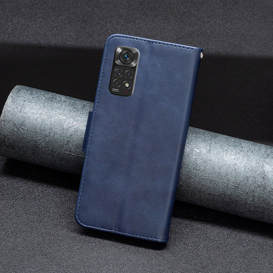 Xiaomi Redmi Note 11 / Note 11S Hoesje - MobyDefend Wallet Book Case Met Koord - Blauw