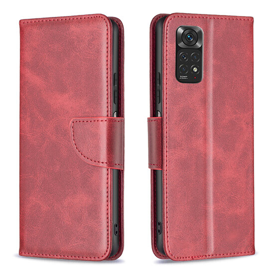Xiaomi Redmi Note 11 / Note 11S Hoesje, MobyDefend Wallet Book Case Met Koord, Rood