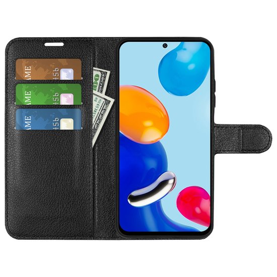 Xiaomi Redmi Note 11 / Note 11S Hoesje, MobyDefend Kunstleren Wallet Book Case, Zwart
