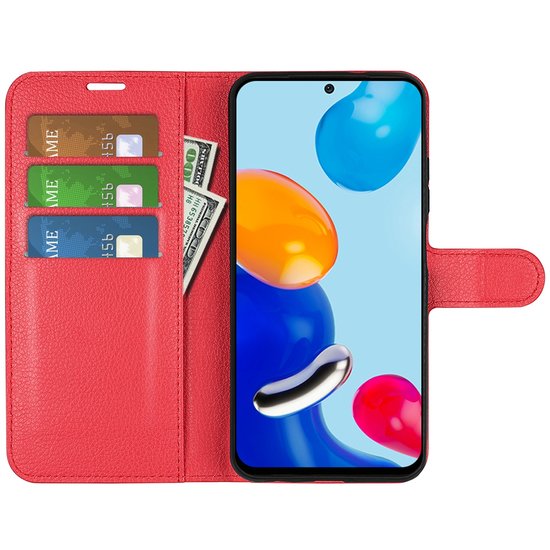 Xiaomi Redmi Note 11 / Note 11S Hoesje, MobyDefend Kunstleren Wallet Book Case, Rood