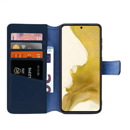 Samsung Galaxy S22 Hoesje, Luxe MobyDefend Wallet Bookcase, Blauw