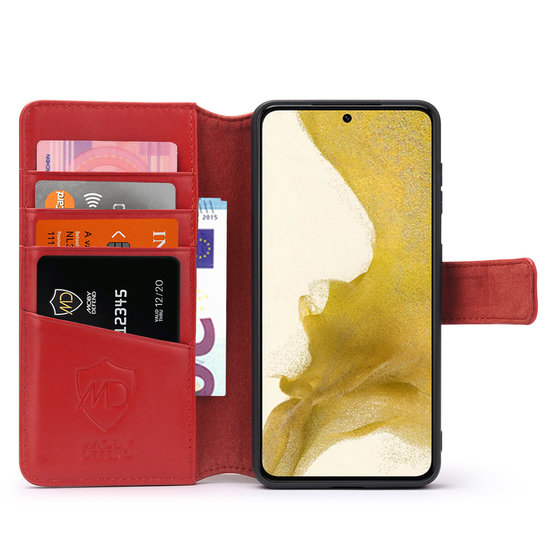 Samsung Galaxy S22 Hoesje, Luxe MobyDefend Wallet Bookcase, Rood