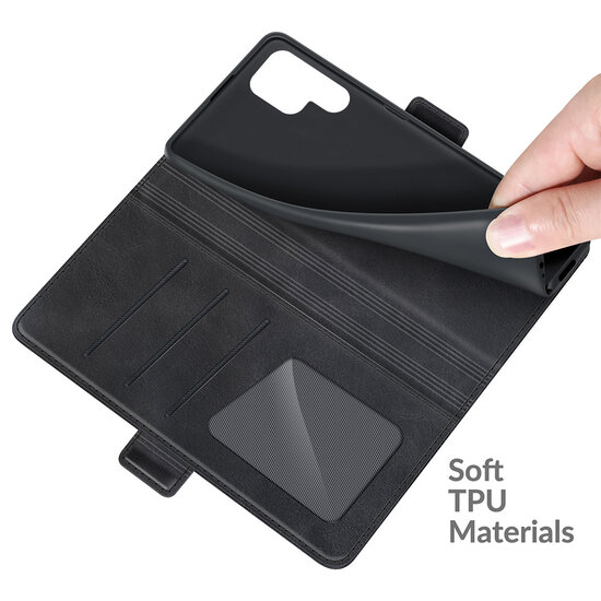 Samsung Galaxy S22 Ultra Hoesje, MobyDefend Luxe Wallet Book Case (Sluiting Zijkant), Zwart