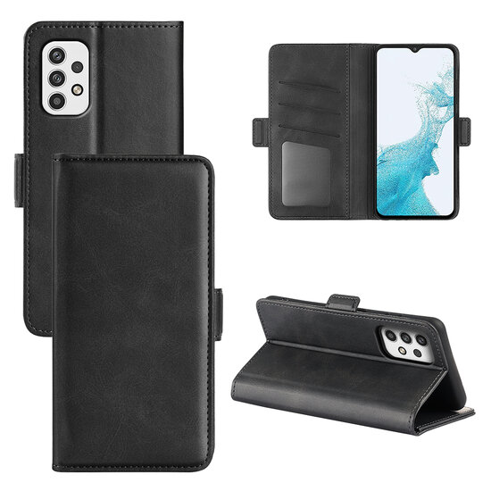 Samsung Galaxy A23 Hoesje, MobyDefend Luxe Wallet Book Case (Sluiting Zijkant), Zwart