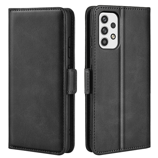 Samsung Galaxy A23 Hoesje, MobyDefend Luxe Wallet Book Case (Sluiting Zijkant), Zwart