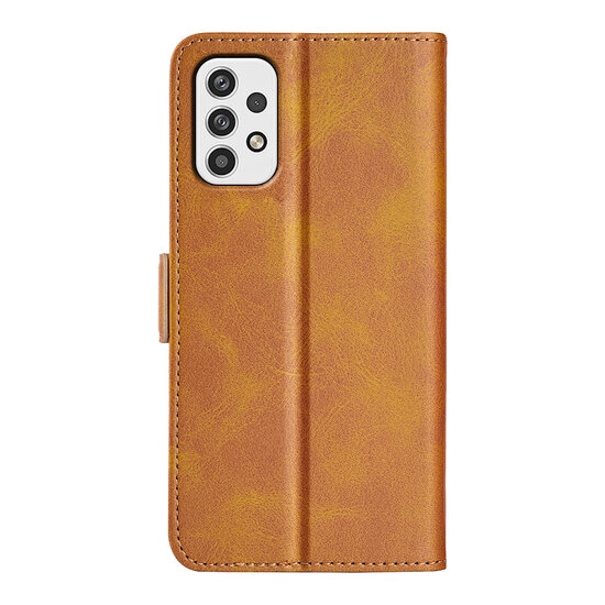 Samsung Galaxy A23 Hoesje, MobyDefend Luxe Wallet Book Case (Sluiting Zijkant), Lichtbruin