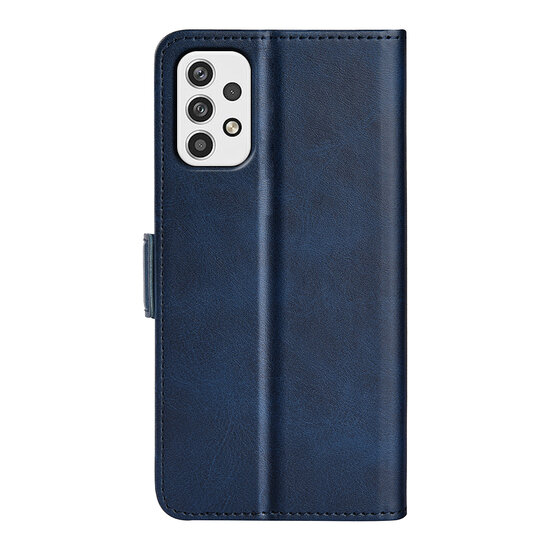 Samsung Galaxy A23 Hoesje - MobyDefend Luxe Wallet Book Case (Sluiting Zijkant) - Blauw