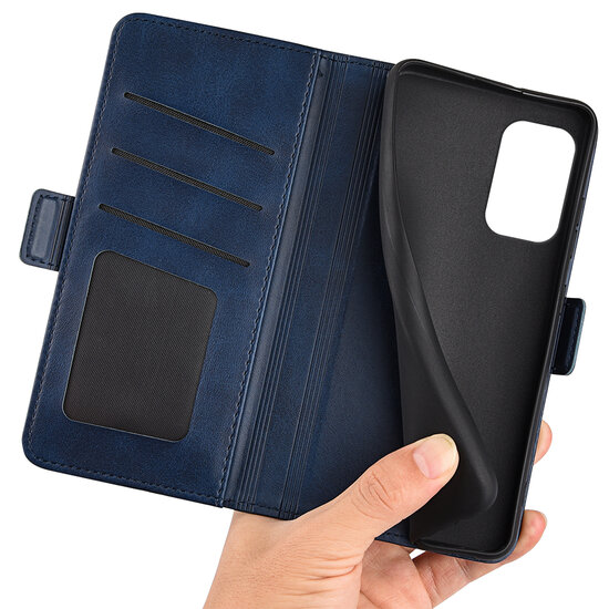 Samsung Galaxy A23 Hoesje, MobyDefend Luxe Wallet Book Case (Sluiting Zijkant), Blauw