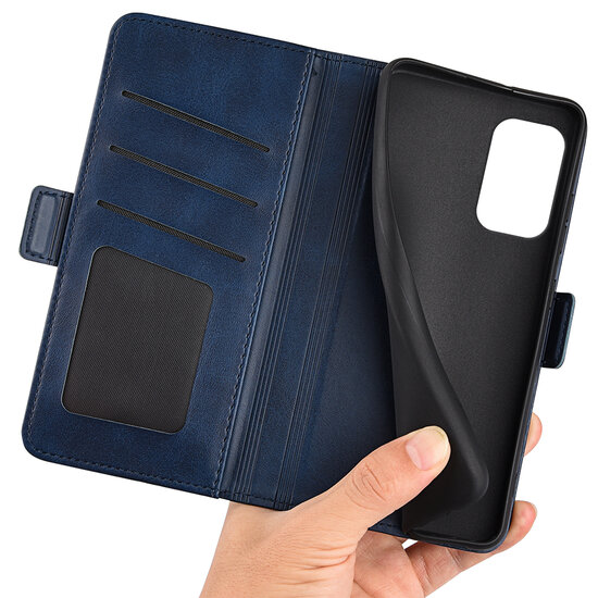 Samsung Galaxy A23 Hoesje - MobyDefend Luxe Wallet Book Case (Sluiting Zijkant) - Blauw