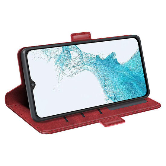 Samsung Galaxy A23 Hoesje - MobyDefend Luxe Wallet Book Case (Sluiting Zijkant) - Rood