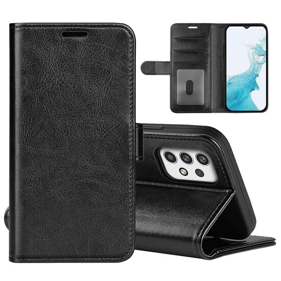 Samsung Galaxy A23 Hoesje, MobyDefend Wallet Book Case (Sluiting Achterkant), Zwart