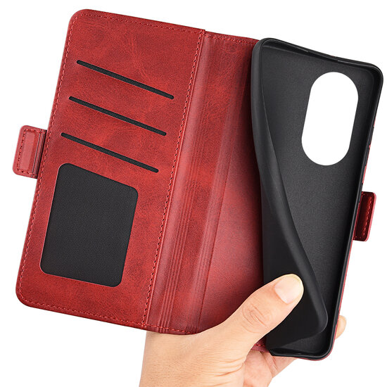 Motorola Edge 30 Pro Hoesje - MobyDefend Luxe Wallet Book Case (Sluiting Zijkant) - Rood