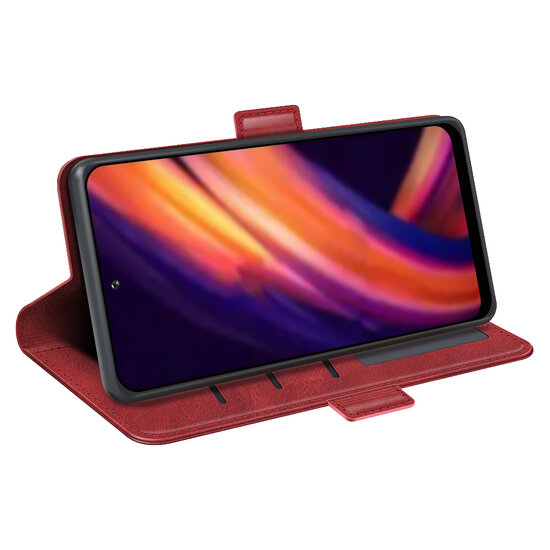 Motorola Edge 30 Pro Hoesje - MobyDefend Luxe Wallet Book Case (Sluiting Zijkant) - Rood