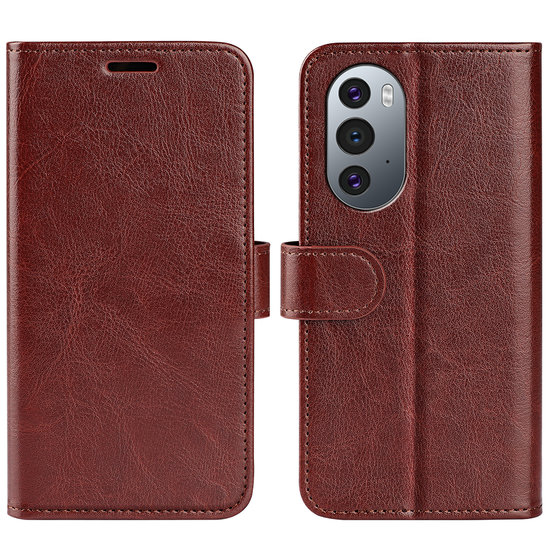 Motorola Edge 30 Pro Hoesje - MobyDefend Wallet Book Case (Sluiting Achterkant) - Bruin