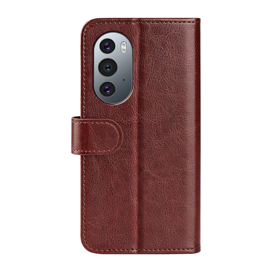 Motorola Edge 30 Pro Hoesje, MobyDefend Wallet Book Case (Sluiting Achterkant), Bruin