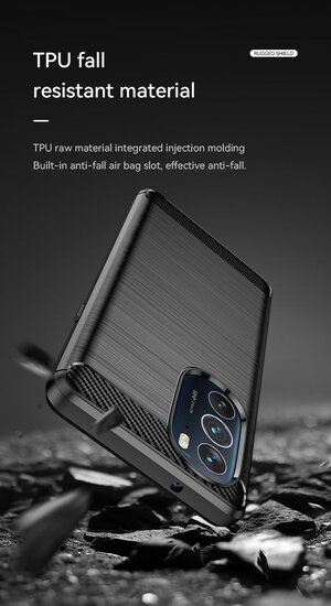 Motorola Edge 30 Pro Hoesje, MobyDefend TPU Gelcase, Geborsteld Metaal + Carbonlook, Navy Blauw