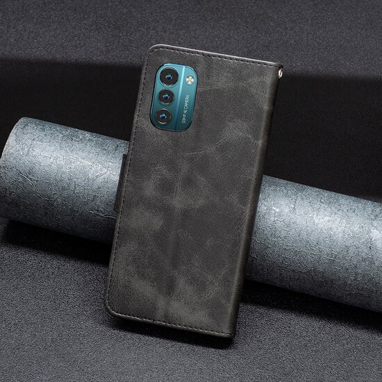 Nokia G11 / Nokia G21 Hoesje - MobyDefend Wallet Book Case Met Koord - Zwart