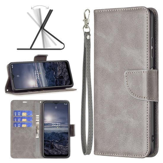 Nokia G11 / Nokia G21 Hoesje, MobyDefend Wallet Book Case Met Koord, Grijs