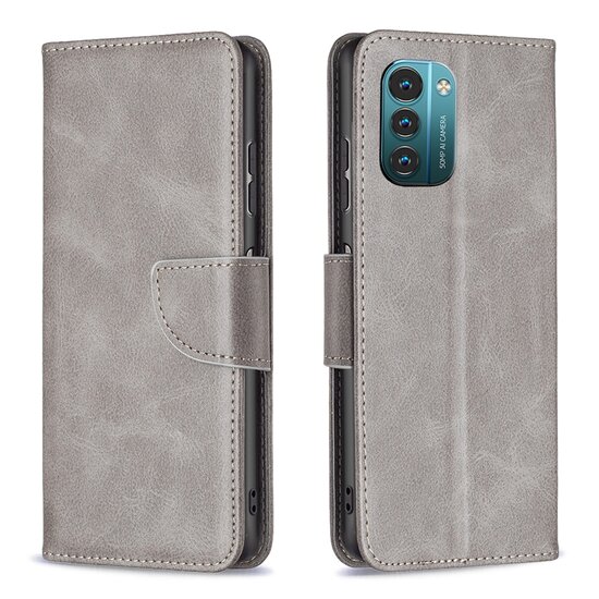 Nokia G11 / Nokia G21 Hoesje, MobyDefend Wallet Book Case Met Koord, Grijs