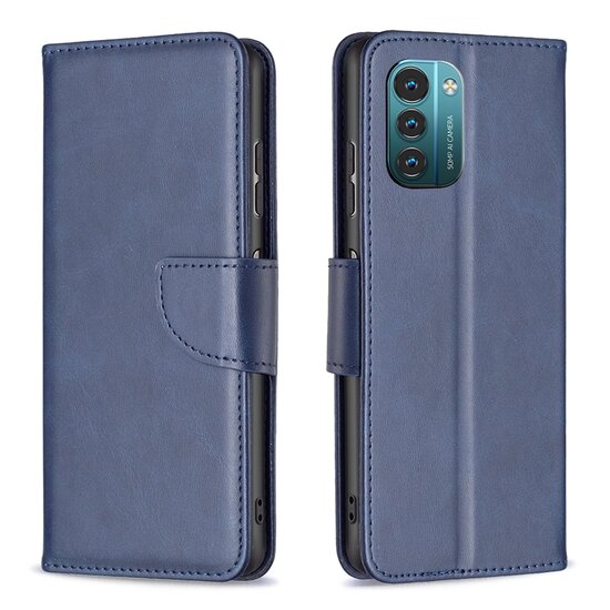 Nokia G11 / Nokia G21 Hoesje, MobyDefend Wallet Book Case Met Koord, Blauw