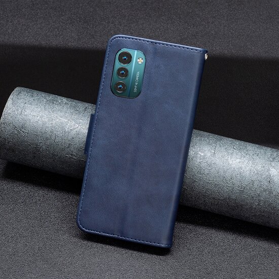 Nokia G11 / Nokia G21 Hoesje - MobyDefend Wallet Book Case Met Koord - Blauw