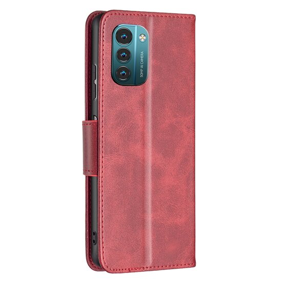 Nokia G11 / Nokia G21 Hoesje, MobyDefend Wallet Book Case Met Koord, Rood