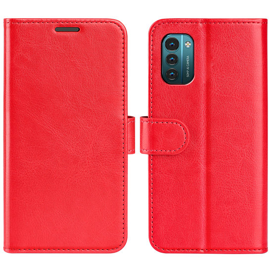 Nokia G11 / Nokia G21 Hoesje, MobyDefend Wallet Book Case (Sluiting Achterkant), Rood