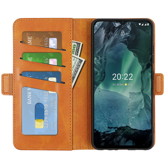 Nokia G11 / Nokia G21 Hoesje, MobyDefend Luxe Wallet Book Case (Sluiting Zijkant), Lichtbruin
