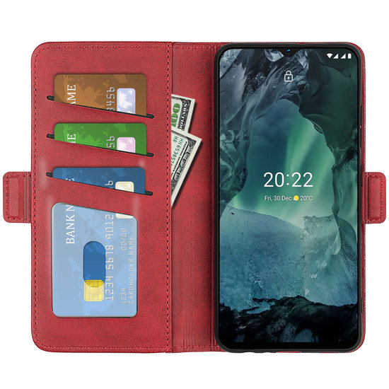 Nokia G11 / Nokia G21 Hoesje, MobyDefend Luxe Wallet Book Case (Sluiting Zijkant), Rood